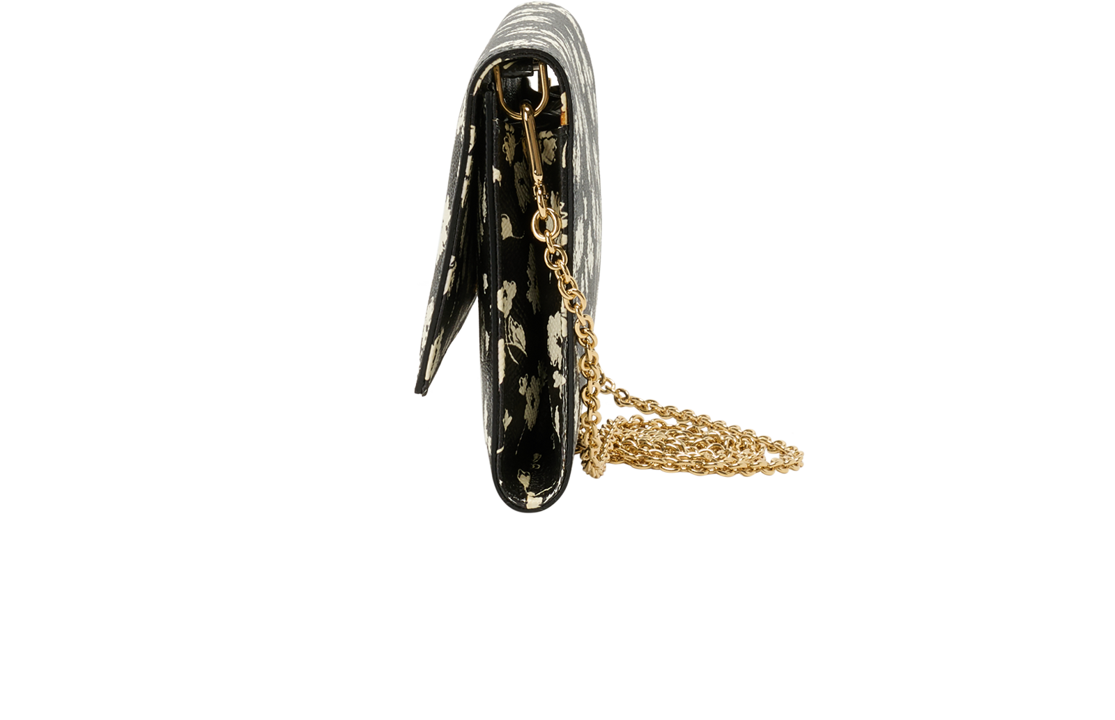 Floral Wallet On Chain, &pound;380, Handbags, Black/White, Leather, Bottom view